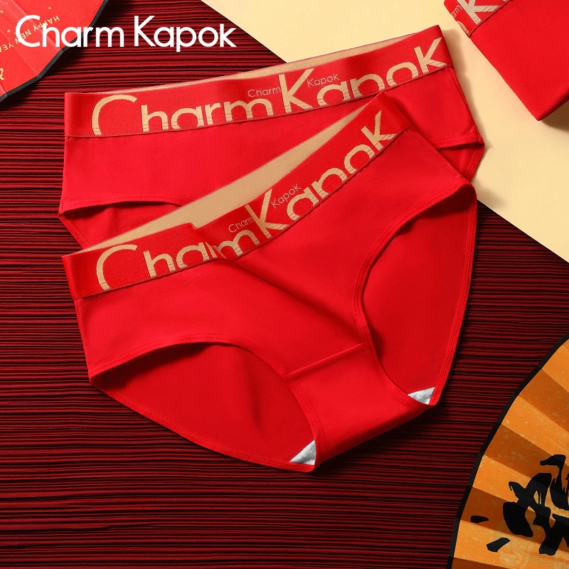CharmKapok本命年红色女士内裤100%全棉裆纯棉结婚属马年三角短裤