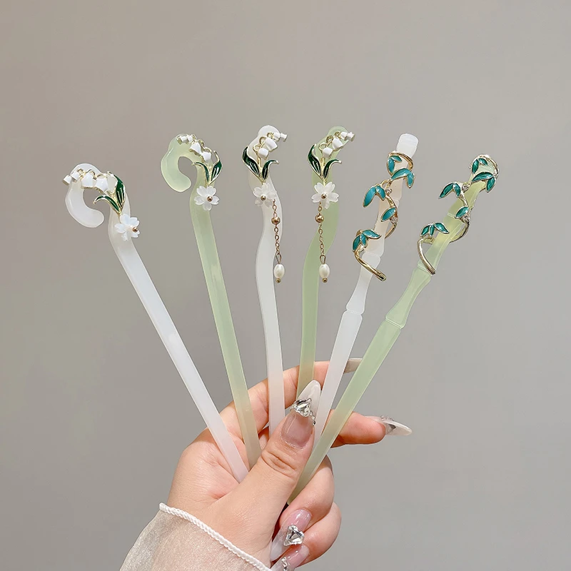 花朵簪子女古风新中式发钗现代盘发钗子发饰高级感中国风汉服发簪