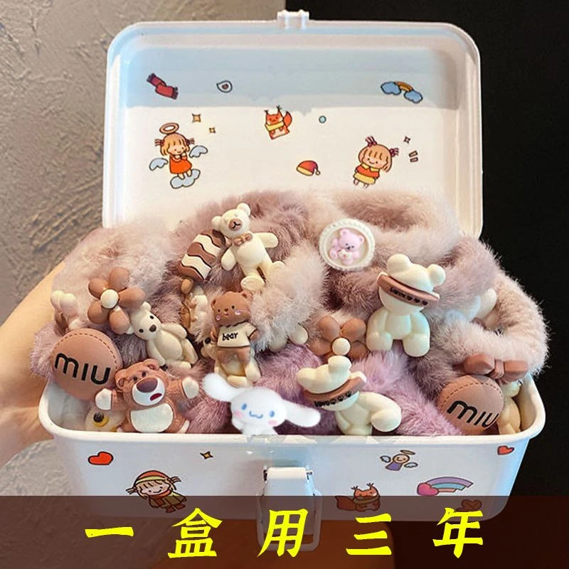 咖色毛绒发圈女秋冬扎头皮筋头饰可爱卡通头绳