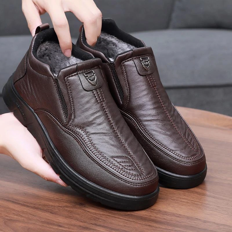 老北京布鞋男棉鞋冬季加厚绒保暖爸爸鞋软底防滑休闲中老年人棉靴