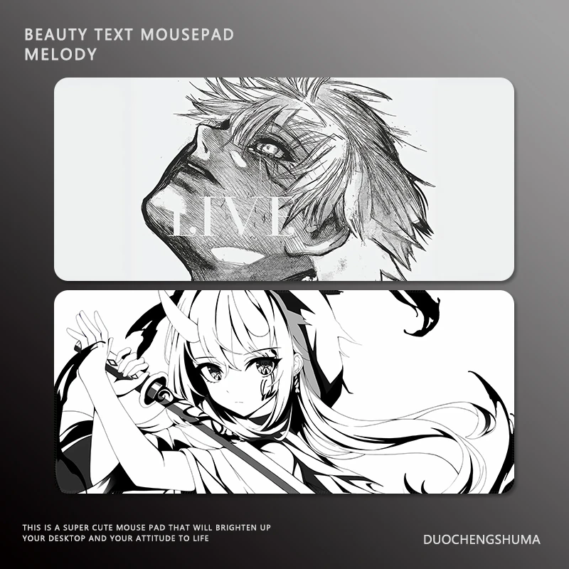 男生电竞鼠标垫超大号黑白动漫高级感游戏专用办公键盘加厚书桌垫
