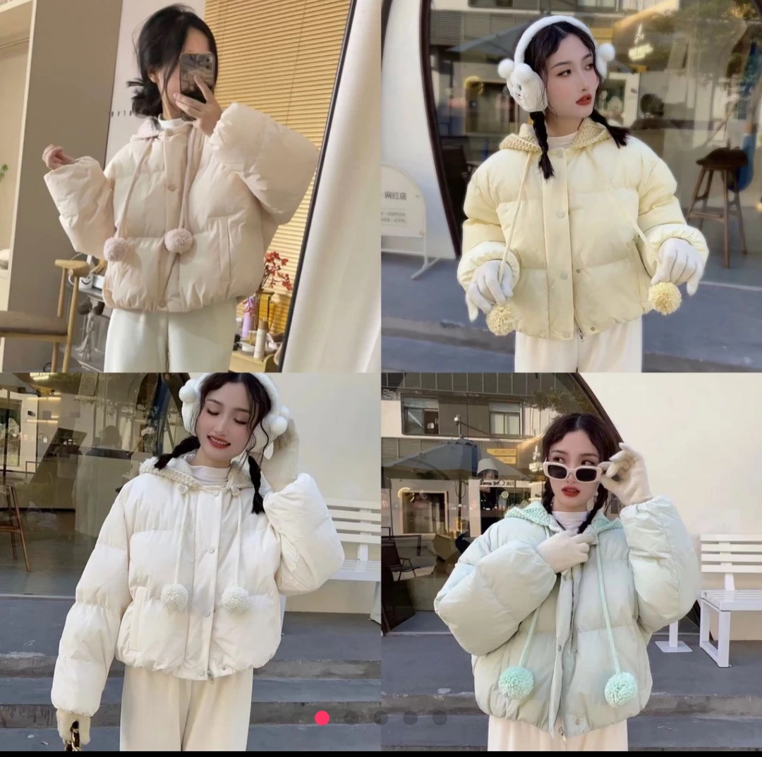 小个子短款设计感针织帽棉服610