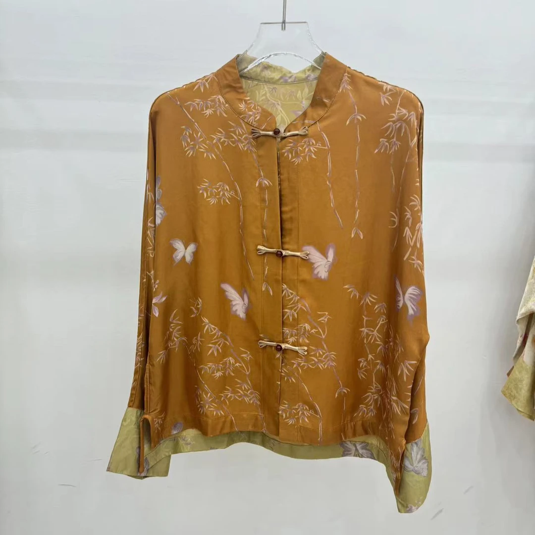 新款夏季新中式薄款外套透气减龄花萝提花立领开衫