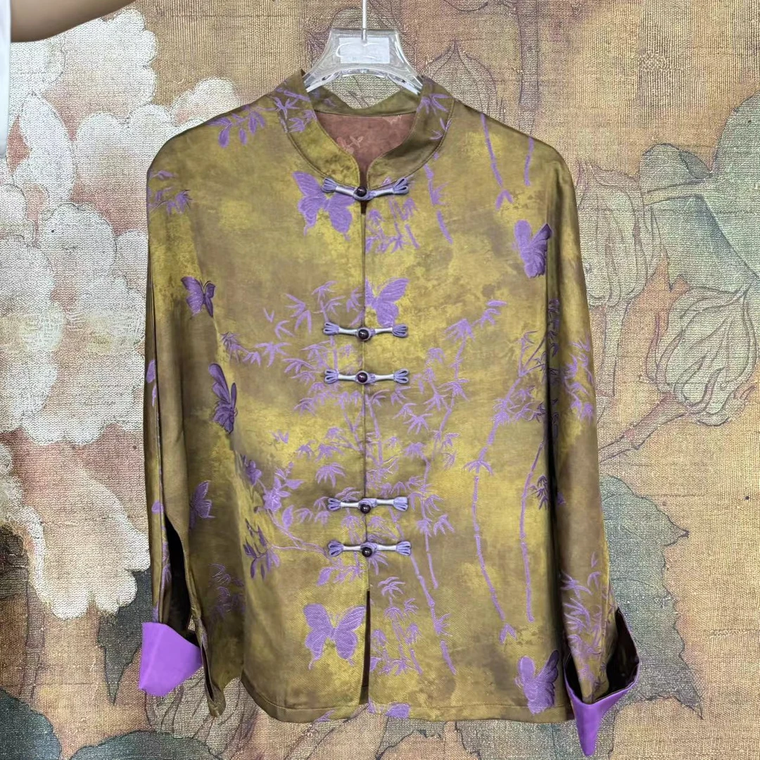 0330新中式国风紫气东来复古提花气质时尚百搭外套上衣