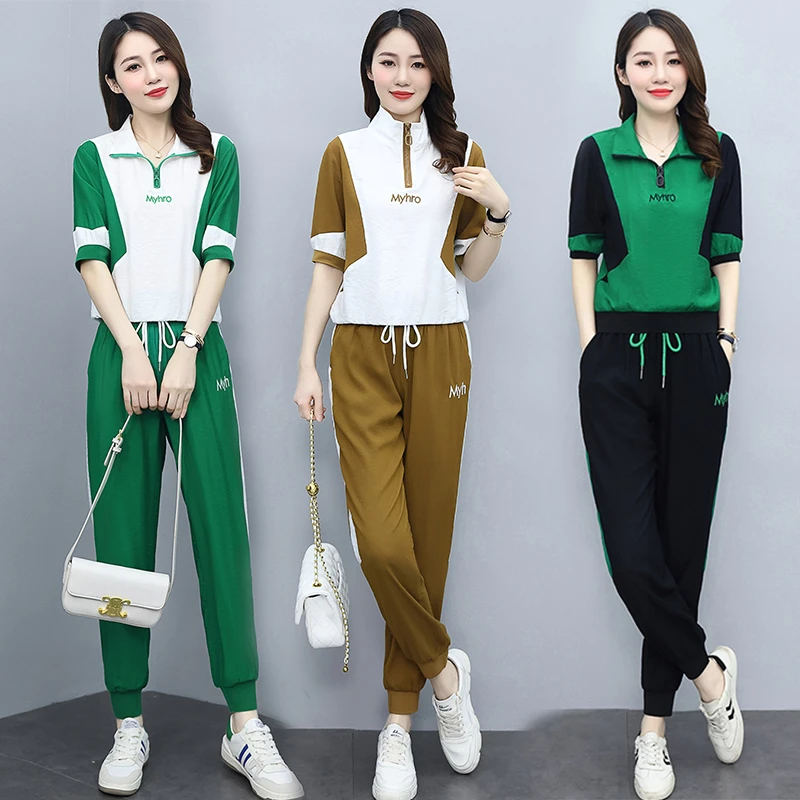 【现货】夏季休闲时尚运动服套装女2023小个子洋气减龄气质两件套