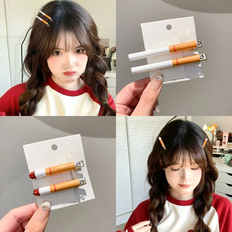 网红新款仿真香烟发夹个性趣味侧边边夹搞怪碎发夹刘海夹迷你发卡