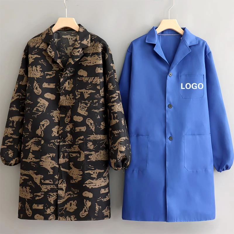 定制印字LOGO工作服大褂罩衣长袖透气男外套纯色工厂干活迷彩衣服