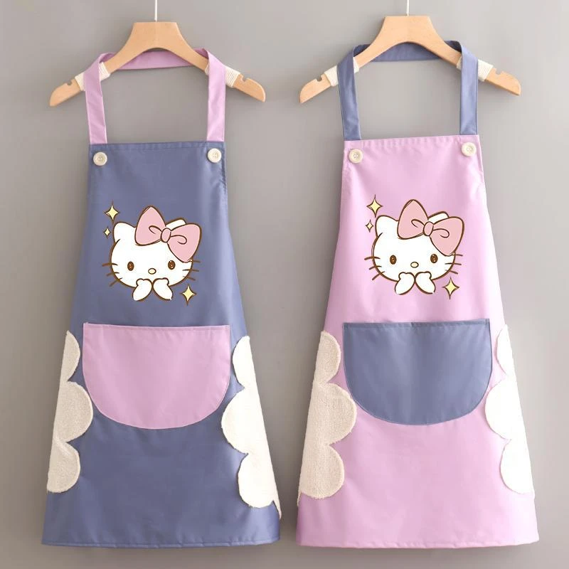 夏防水家用可爱厨房做饭女围裙防油无袖简约围腰大人定制印字定制
