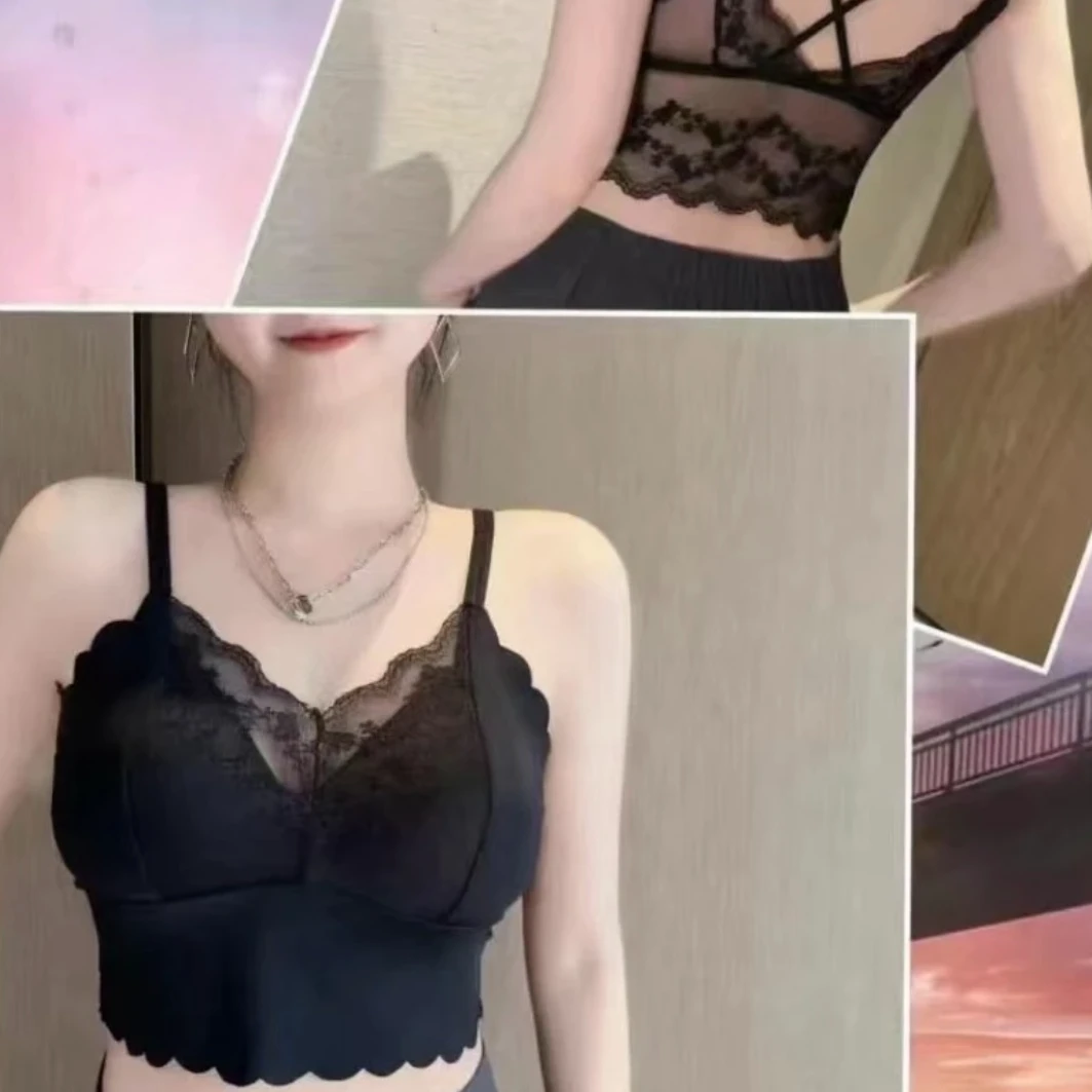 新款蕾丝网红性感美背无钢圈女背心打底9899
