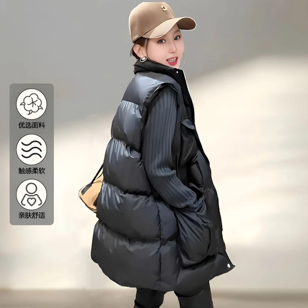 200-300斤秋冬新款高级感宽松马甲棉服外套女百搭保暖棉衣坎肩潮
