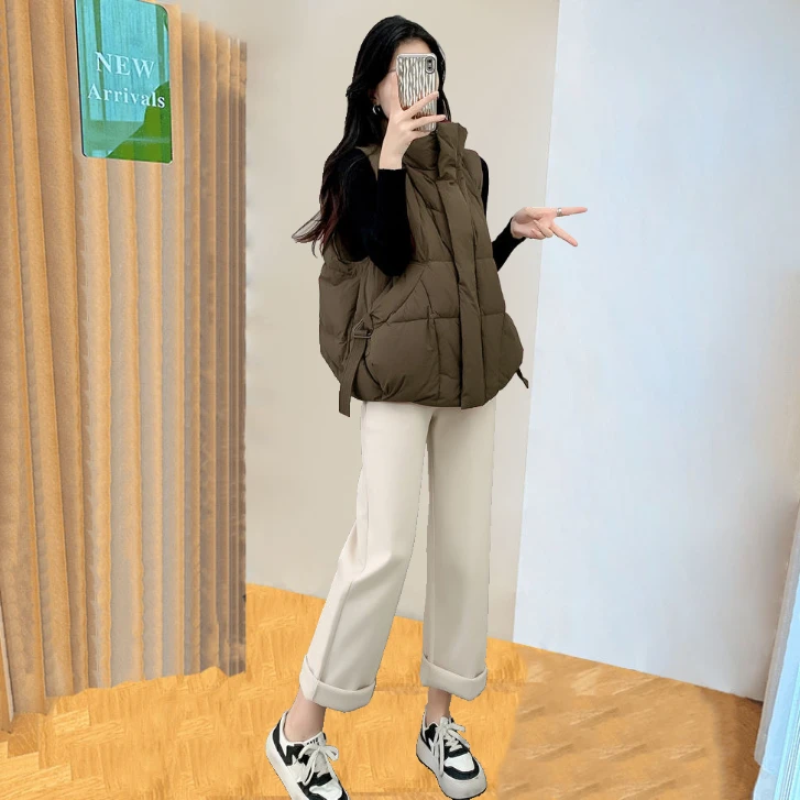 200-300斤棉马甲女欧洲站加厚保暖外穿秋冬新款洋气棉坎肩夹外套