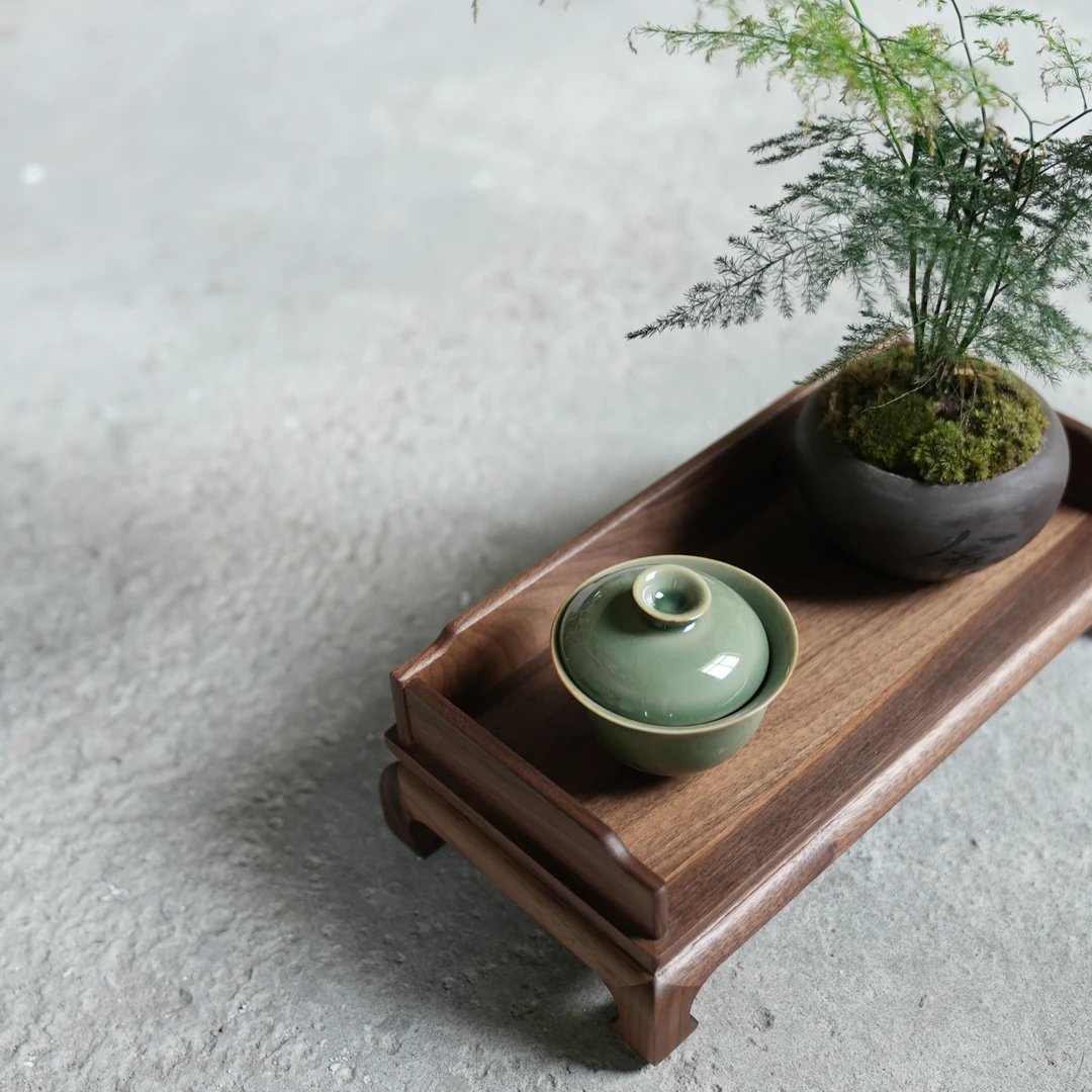 中工北美黑胡桃罗汉床茶杯架杯垫底座展示架