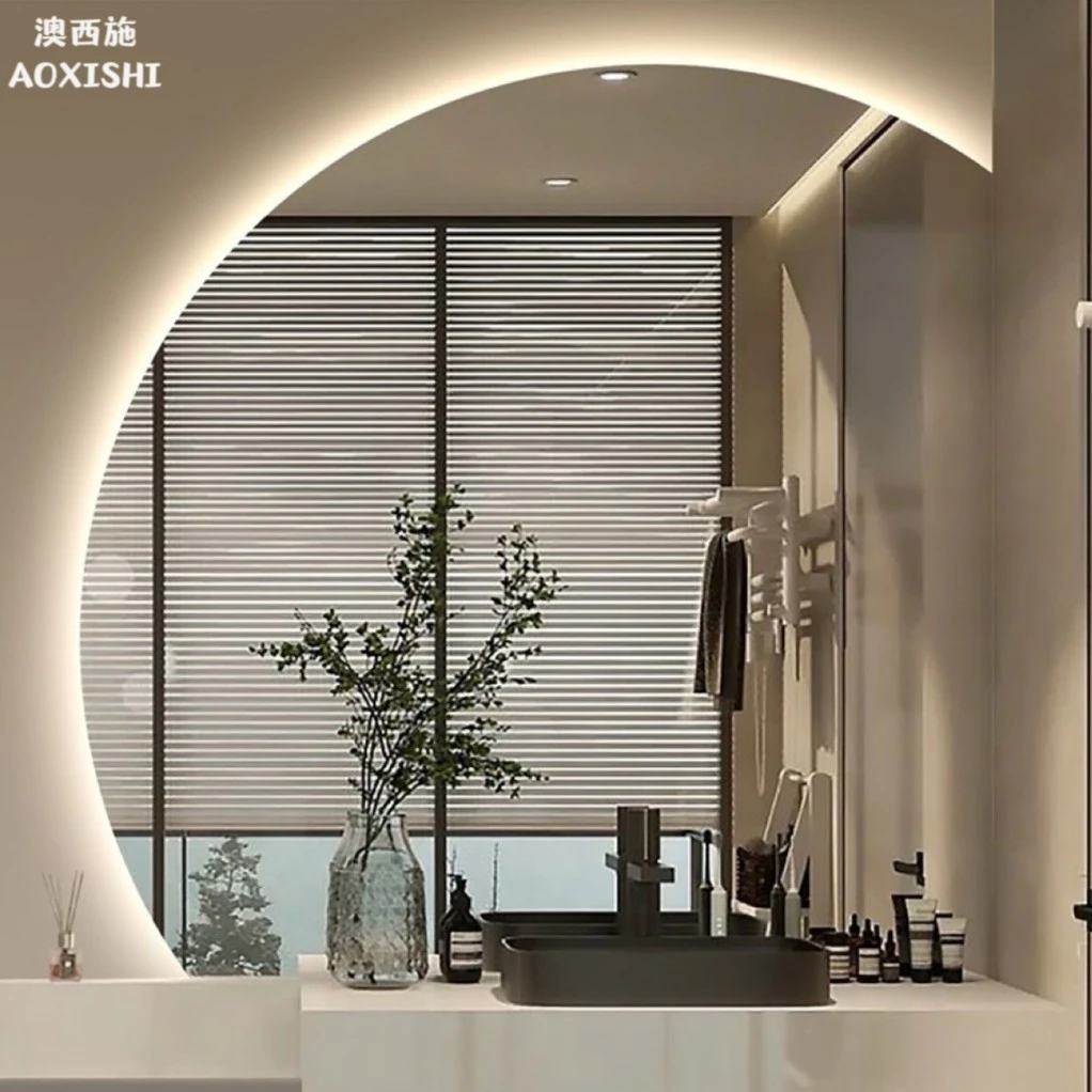 澳西施轻奢防雾智能镜半圆带灯卫生间异形浴室镜梳妆台led化妆镜