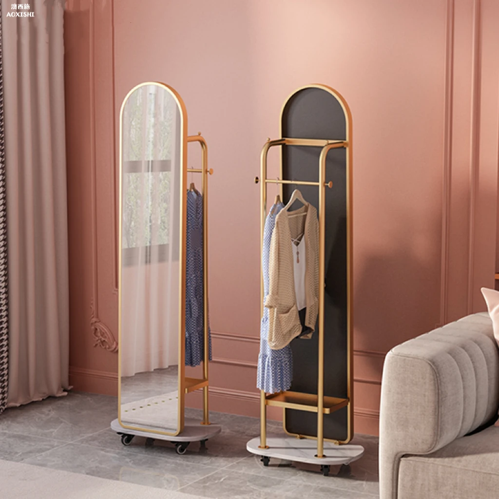 澳西施轻奢穿衣镜挂衣架一体旋转落地全身镜子高级感多功能试衣镜