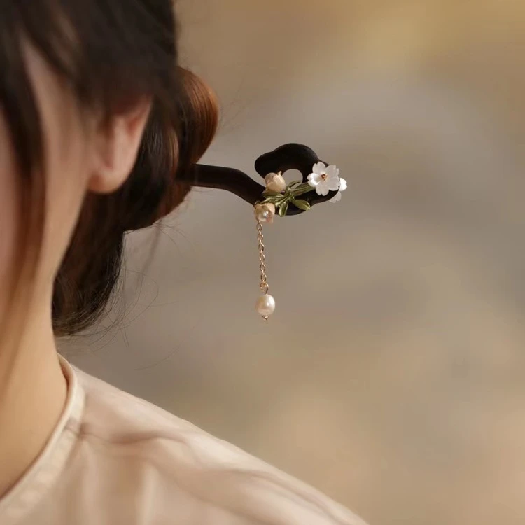 新款木簪旗袍日常盘发汉服气质百搭铃兰发簪头饰