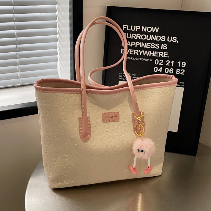 大容量包包女时尚百搭单肩包新款学生上课通勤手提帆布托特包LW