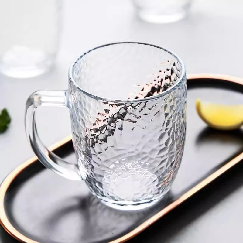 锤纹玻璃杯咖啡水杯透明茶杯手工奶茶杯防烫喝水杯餐杯奶茶泡茶