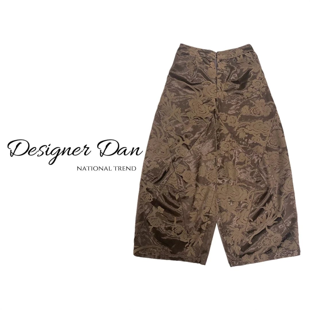 6667#《百搭神裤》重工提花休闲百搭显瘦提花裤子宽松