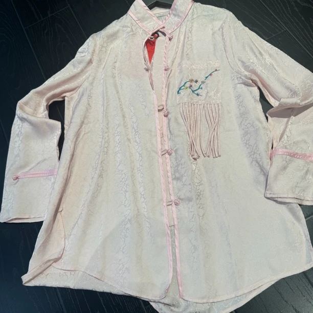 551#重工国服百搭款衫新中式紫色复古时尚提花夏季网红