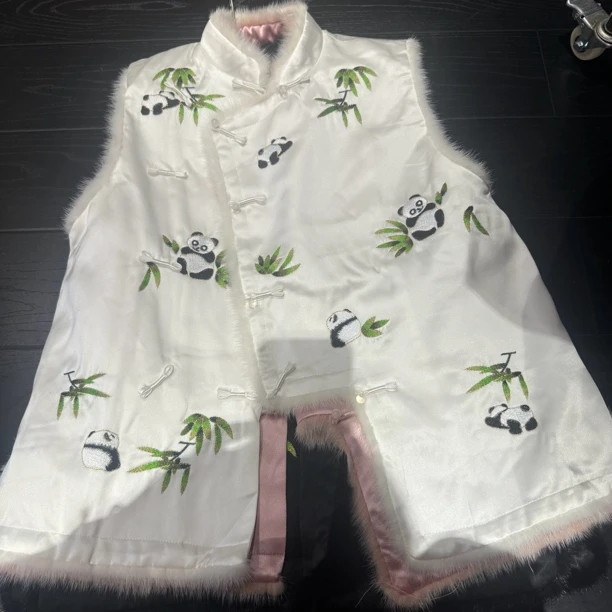 1505#《熊猫马甲》双面刺绣百搭宽松马甲复古中式网红