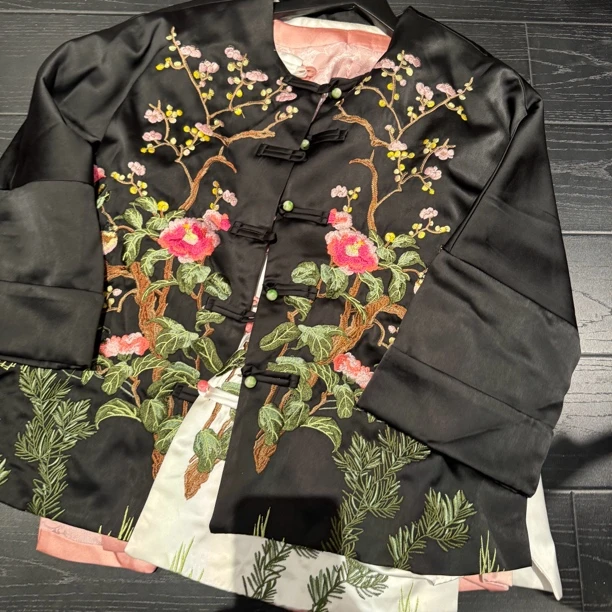 5006#重工国服百万针刺绣外套新中式百搭宽松拼接外套
