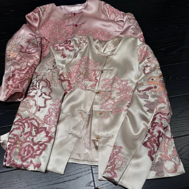 6131《富贵外套》重工国服百万针刺绣外套新中式百搭宽松拼接外套