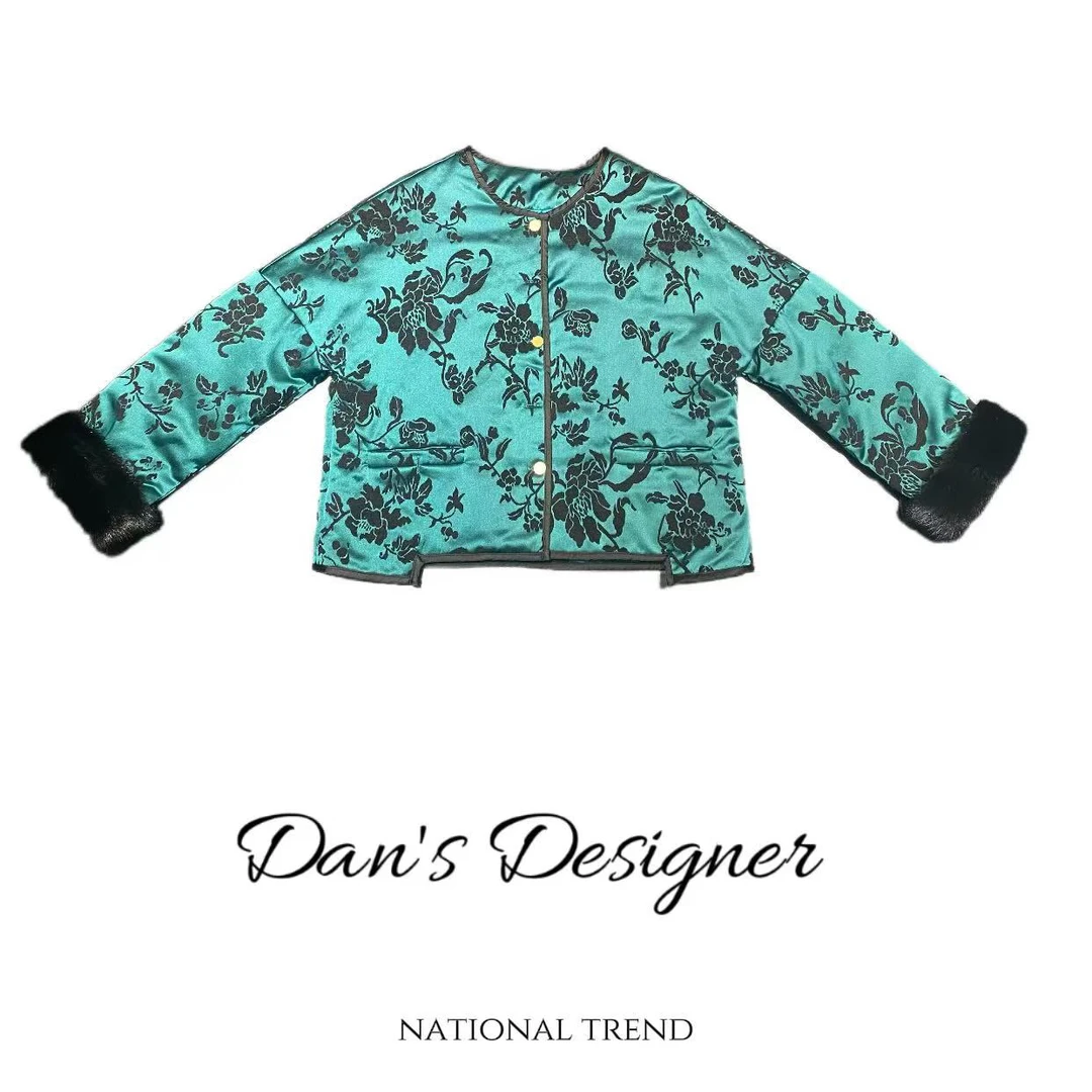 6978#《拜年外套》重工拼接新中式百搭宽松棉外套休闲