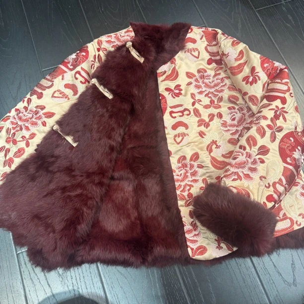 6932#《拜年双面外套》重工拼接新中式百搭宽松棉外套休闲