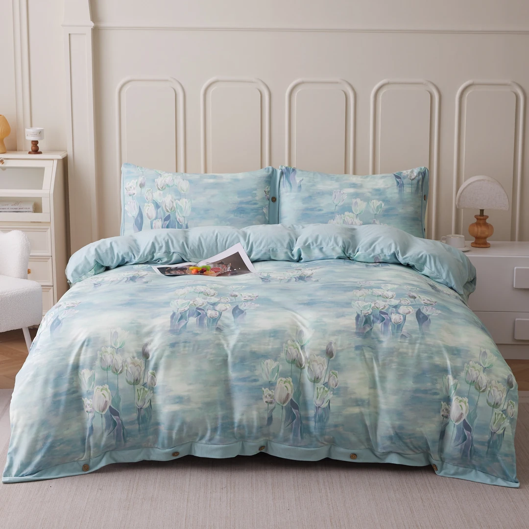 【暖冬宠粉】高端亲肤超细加柔数码火山绒印花四件套-郁金香