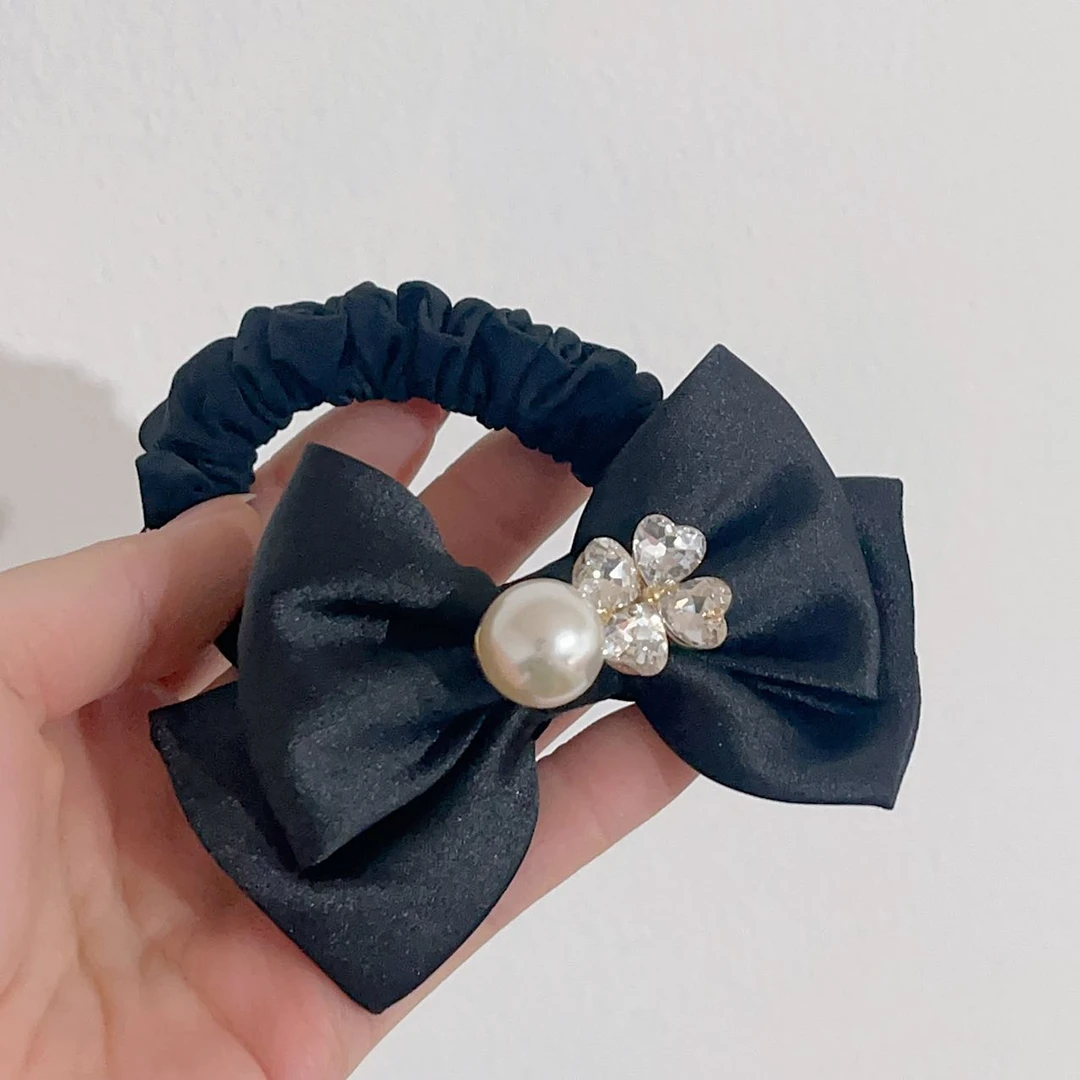 韩国东大门饰品发饰发绳蝴蝶结小香风发圈气质轻奢时尚黑色头饰