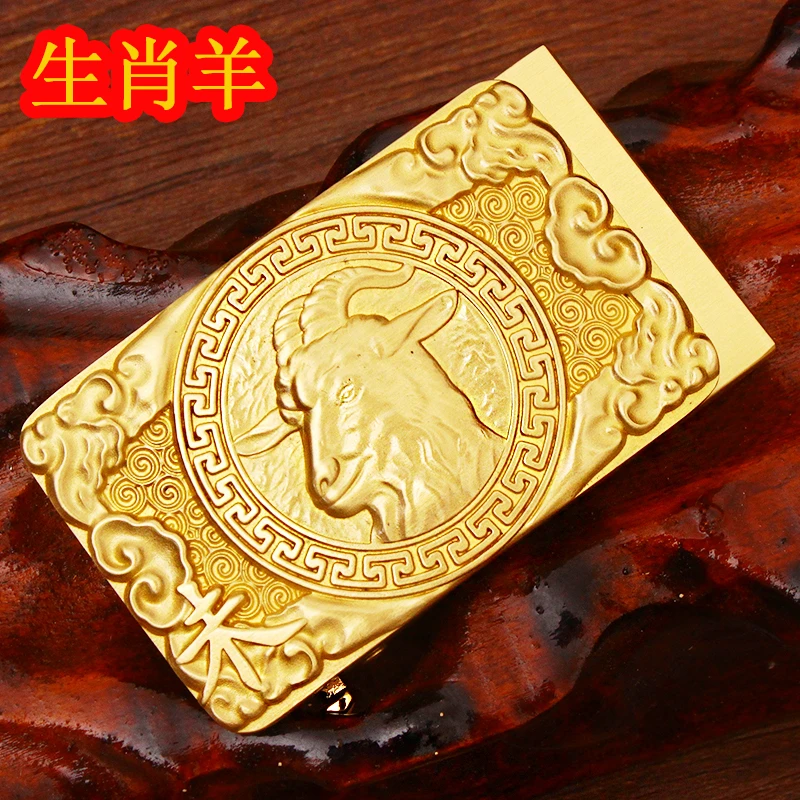 【十二生肖羊】皮带头男自动扣实心黄铜裤带扣头3.5耐磨腰带头