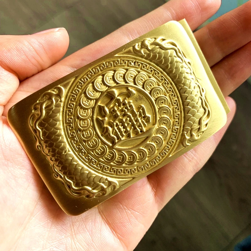 【进宝】皮带头男外穿自动扣实心黄铜裤带扣头3.5耐磨腰带头