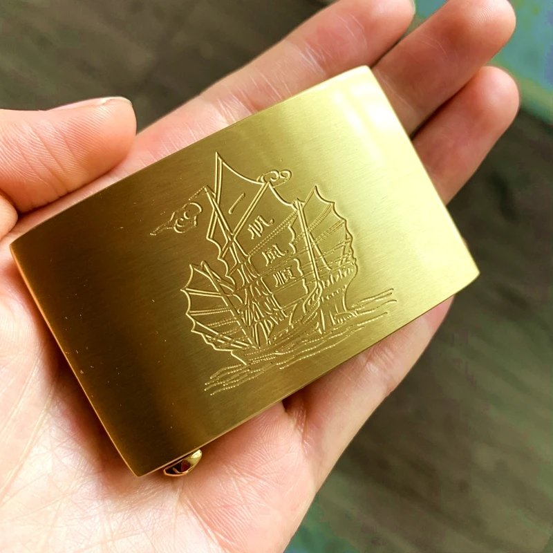 【一帆风顺】皮带头男内穿自动扣实心黄铜裤带扣头3.5耐磨腰带头