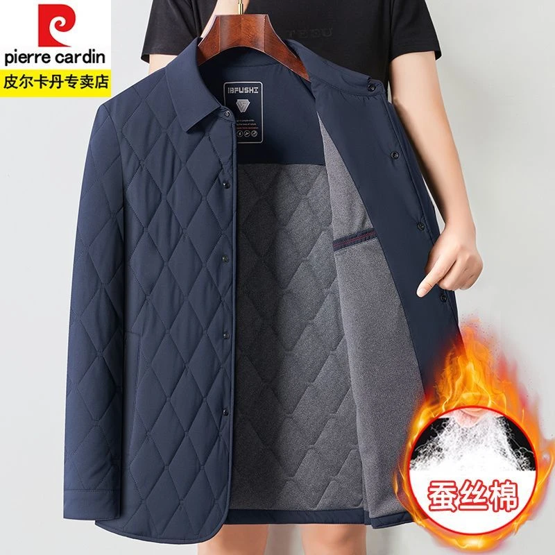 皮尔卡丹轻薄款棉服男2023新款秋冬季棉衣中老年人爸爸装棉袄外套