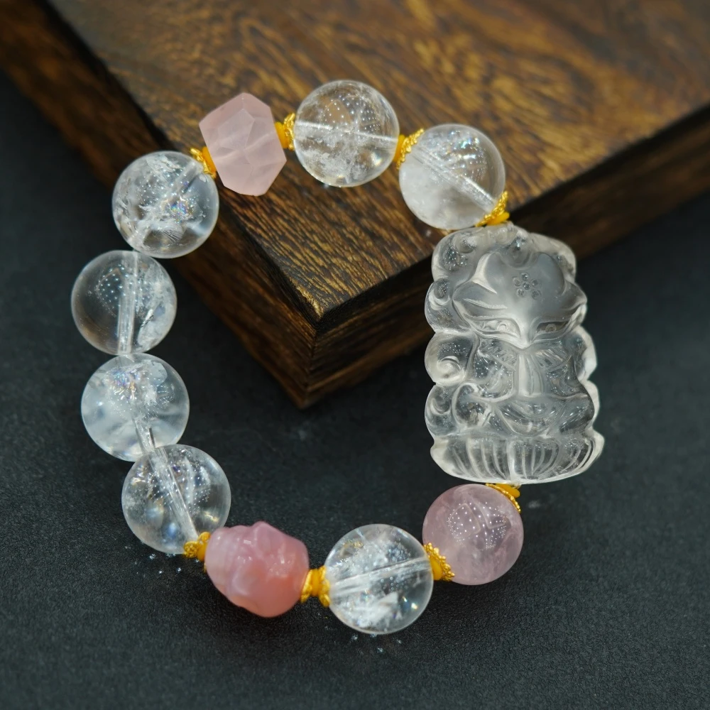 原创设计款配姥姥狐白阿塞水晶手串（多样性发一）