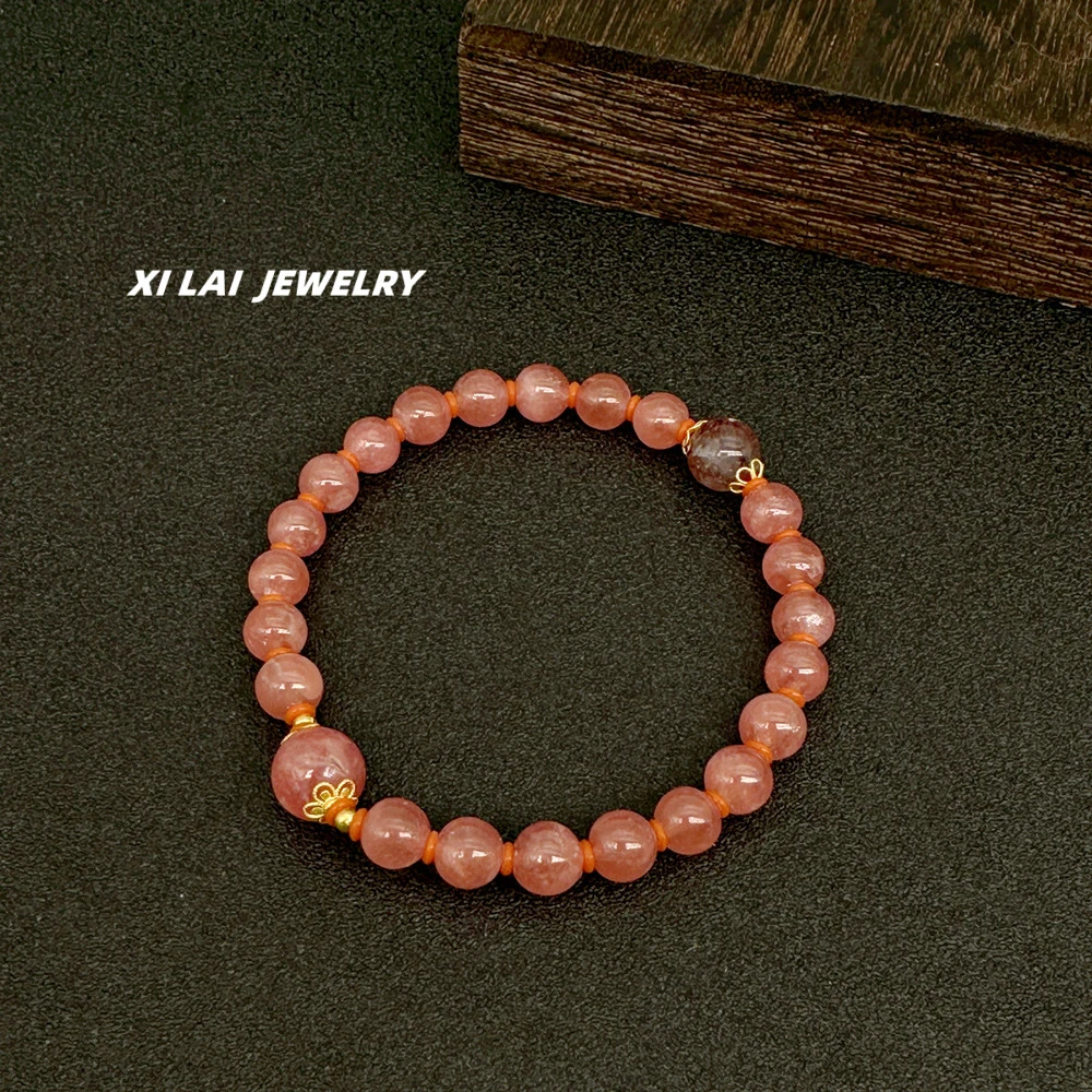 禧莱家||原创设计DIY款搭配18K金气质百搭红纹石手串(多样性发）