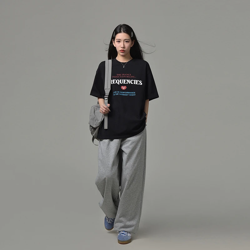 SIXI四喜家春夏可以穿很久的基础款运动休闲裤女束脚直筒收口卫裤