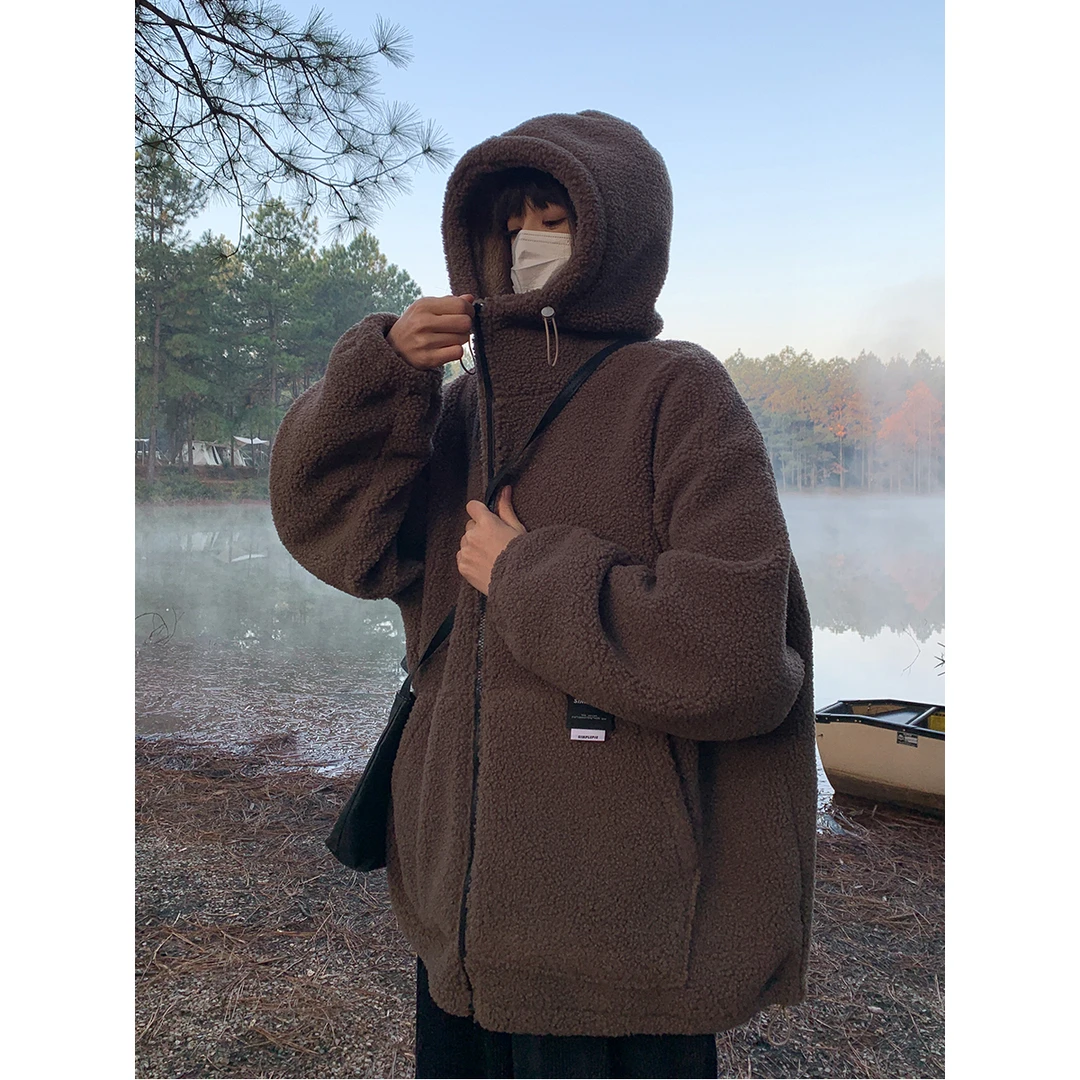 SIXI四喜家秋冬 连帽卫衣开衫女宽松加厚夹棉毛绒拉链外套