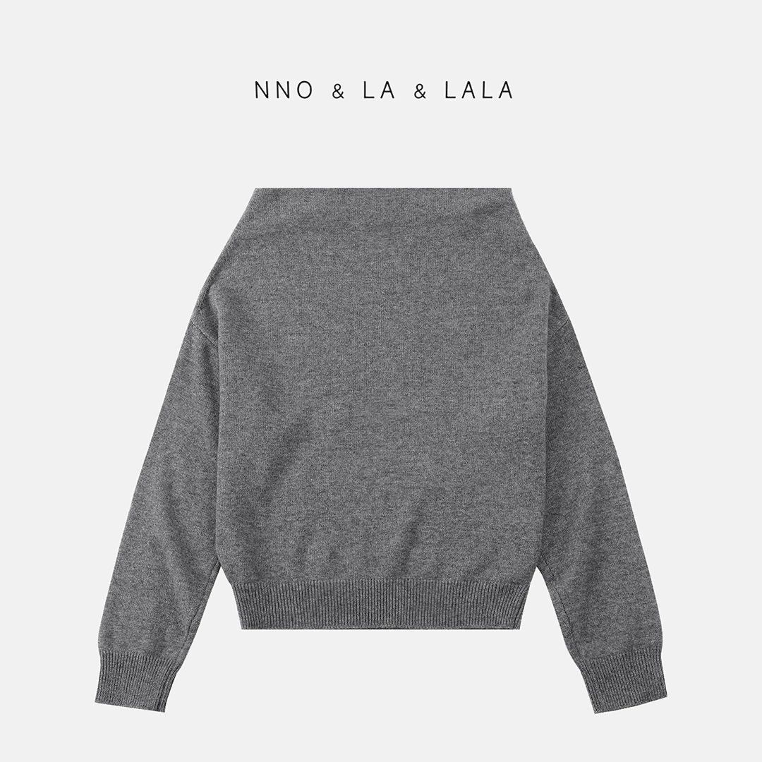 LA 慵懒感 小众 一字领毛衣 26663