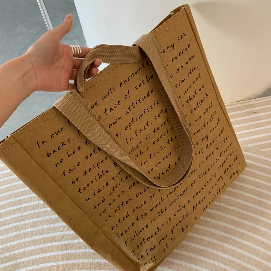 nno字母牛皮纸手提包复古通勤单肩包小众设计女包大容量包包 1615