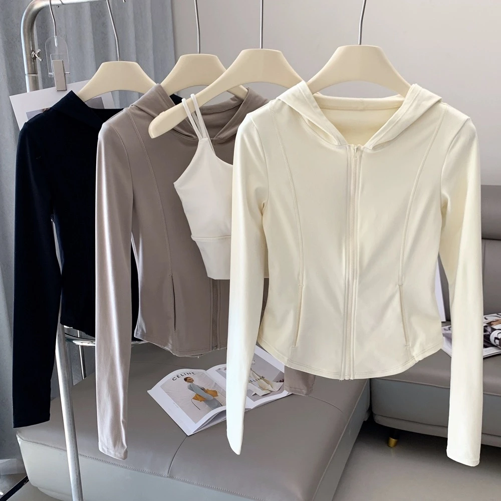 2025纯欲UPF50+修身冰丝防晒衣女夏季薄款时尚短外套瑜伽运动上衣