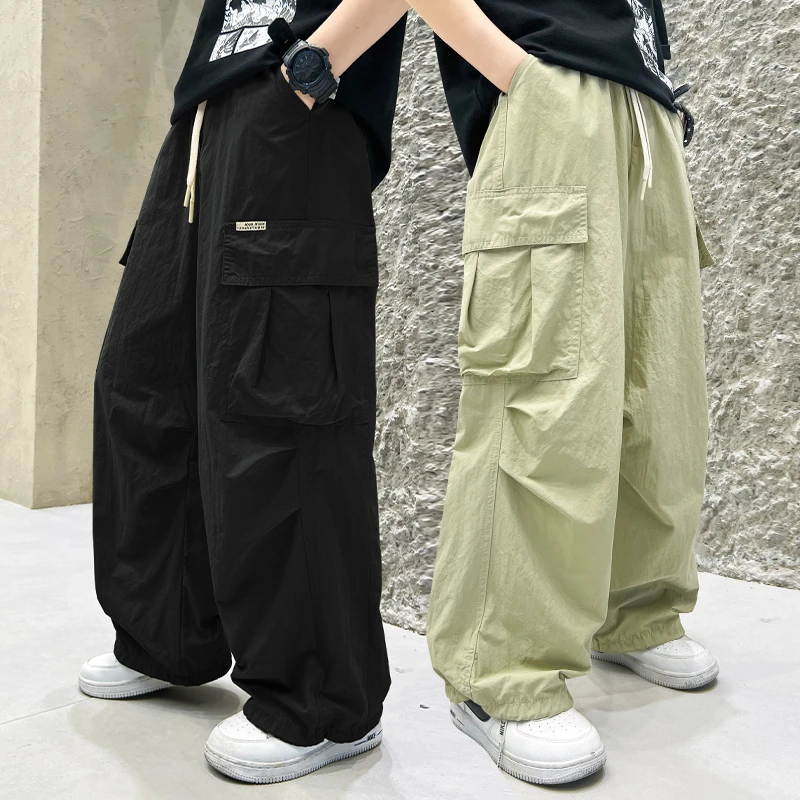 男童直筒裤子夏季薄款防蚊裤2024中大童休闲长裤儿童工装裤阔腿潮