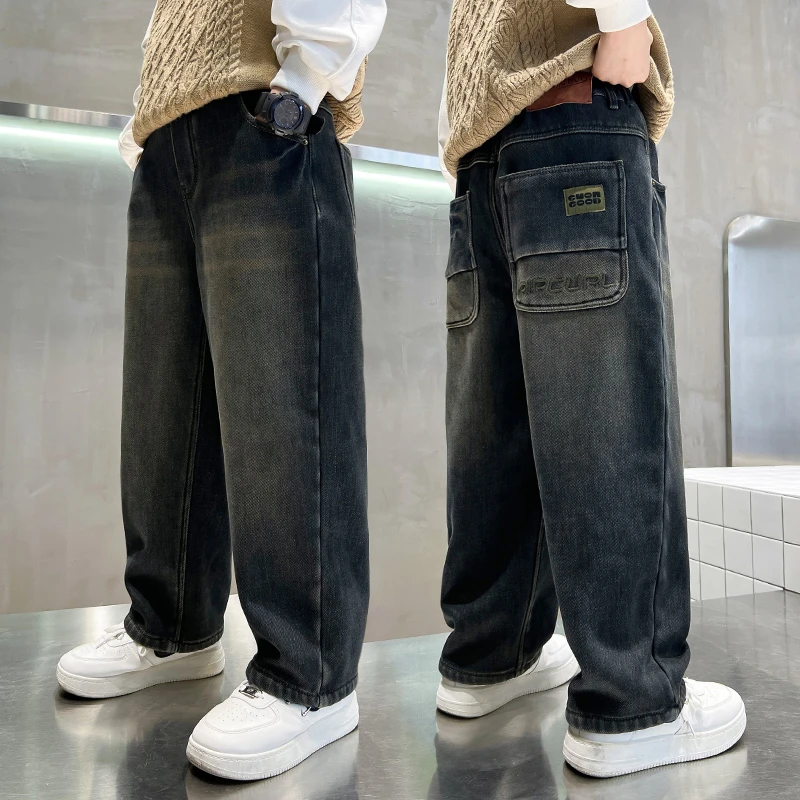 男童牛仔裤春秋老爹裤2024中大童休闲长裤宽松儿童秋季裤子秋冬潮