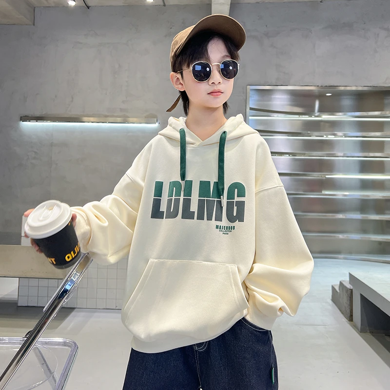 男大童卫衣秋冬青少年韩版连帽上衣中大童休闲洋气长袖加绒秋冬潮