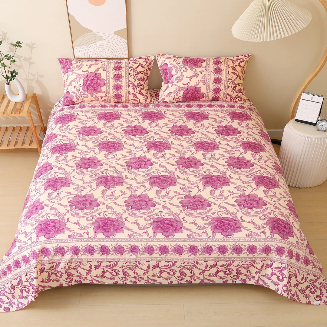 床上三件套四季通用斜纹棉家用亲肤床上用品双人床单枕套三件套