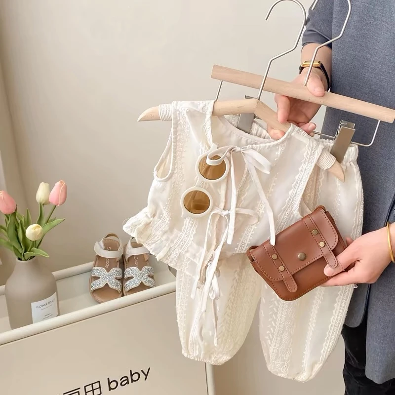 女童装洋气夏装刺绣白月光公主女宝宝薄款短袖裤子套装ZS-G-B09