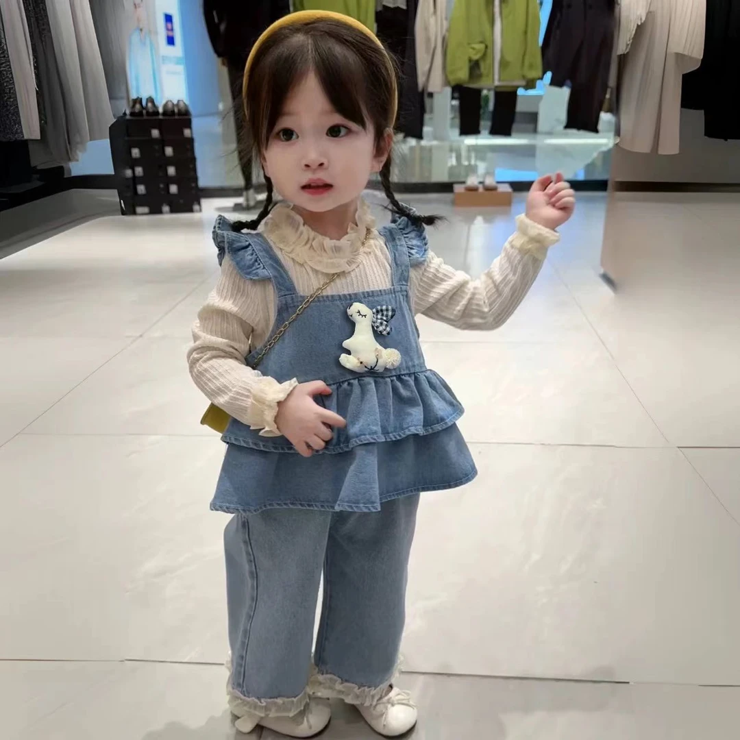 女宝宝牛仔套装立体小兔子女宝2025春秋款女童洋气套装ZS-J-C130