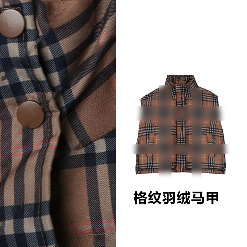 90白鸭绒秋冬百搭羽绒马甲 格纹羽绒马甲防寒保暖