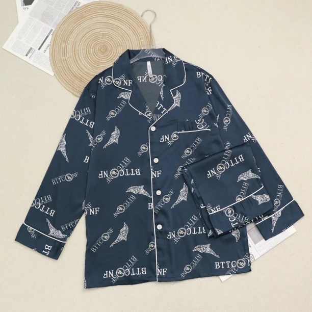 绿BTT男款长袖长裤两件套家居服睡衣