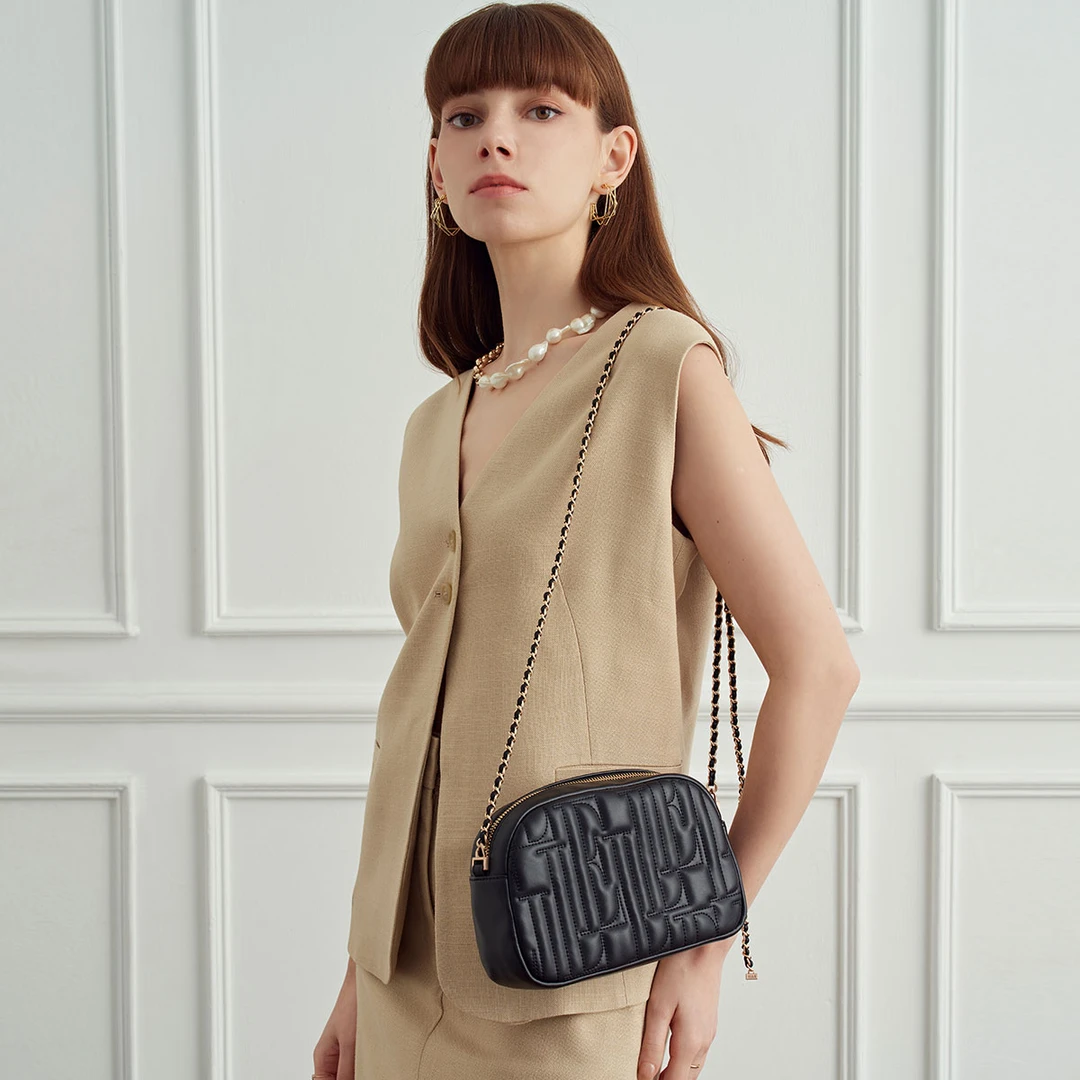 ELLE｜【送爱人】女士包包百搭出行旅行包菱格包便携化妆女包小包